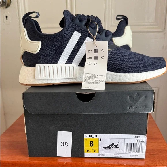 Adidas NMD R1 Navy and White Sneakers - Picture 6 of 6